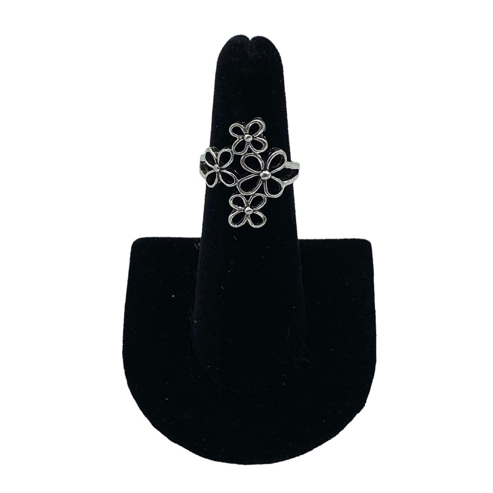 Silver Floral Large Bohemian Flower Ring